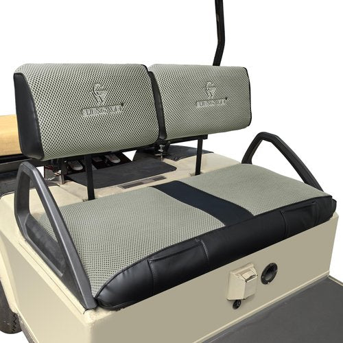 Golf Cart Seat Covers for Club Car DS Pre-2000 Front Standard Seat Cushion,Cooling Mesh Fabric and Vinyl Leather Club Car Seat Covers with Pockets,No Stapler Needed Replacement Front Seat Cover(Grey)