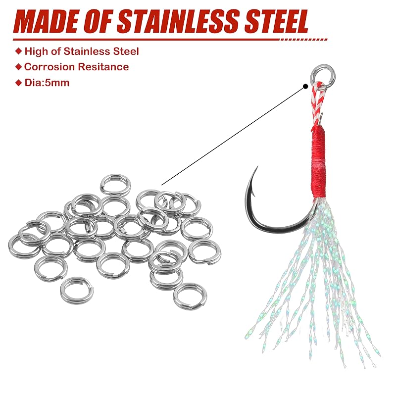 AGOOL Micro Jig Assist Hooks 100pcs #11-#15 with Flash Tinsel in Plastic Box
