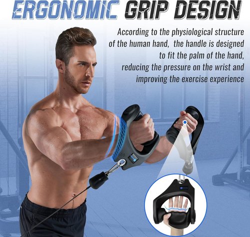 HXD-ERGO LAT Pulldown Bar - Ergonomic Grip Bicep & Tricep Cable Attachment for Strength Training