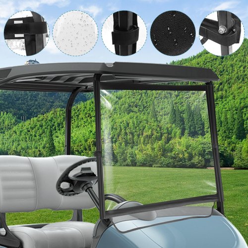 RIZINKART Golf Cart Windshield Fit for Ezgo TXT, Foldable, Portable Clear Lightweight Film PVC Golf Cart Ezgo TXT Windshield,Windproof Waterproof, Easy Installation