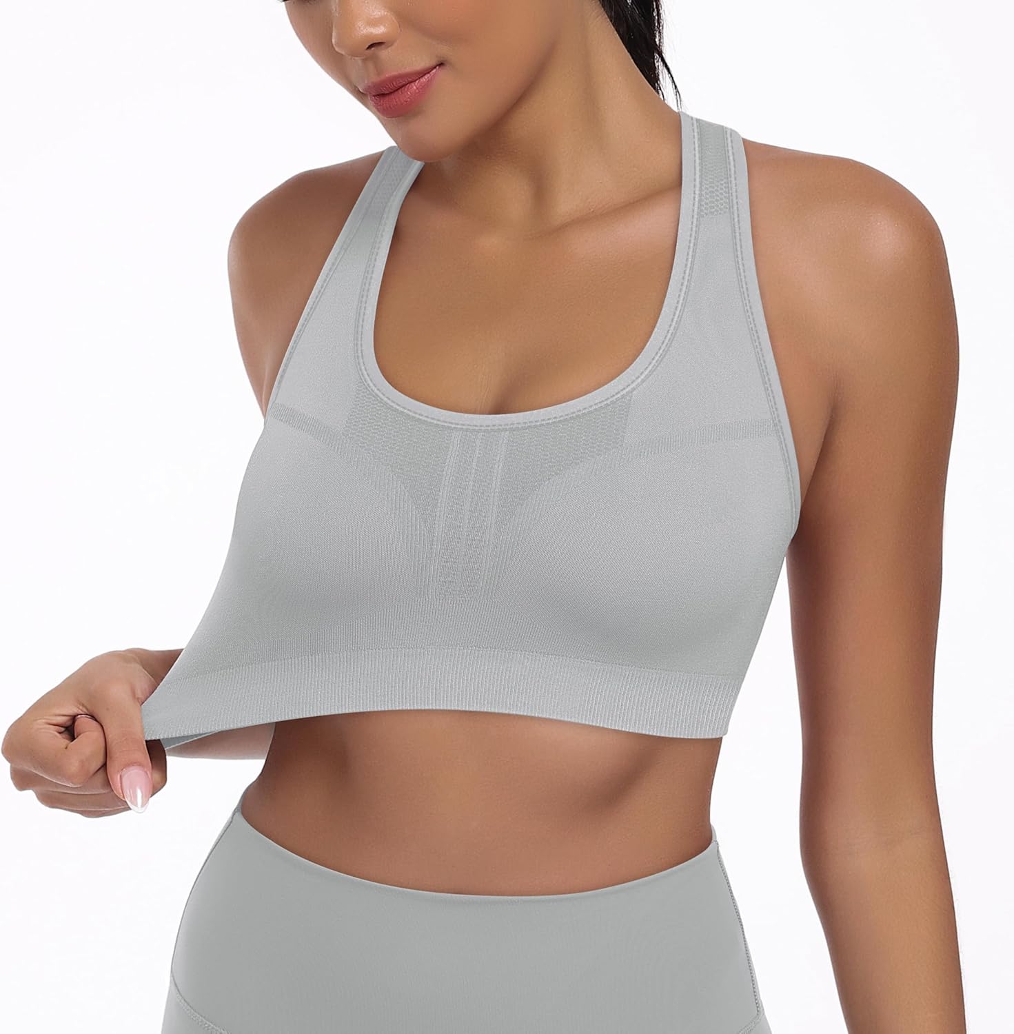 Skiennix 3-Pack High Impact Racerback Sports Bras - Padded Wirefree Workout Bra for Gym & Yoga