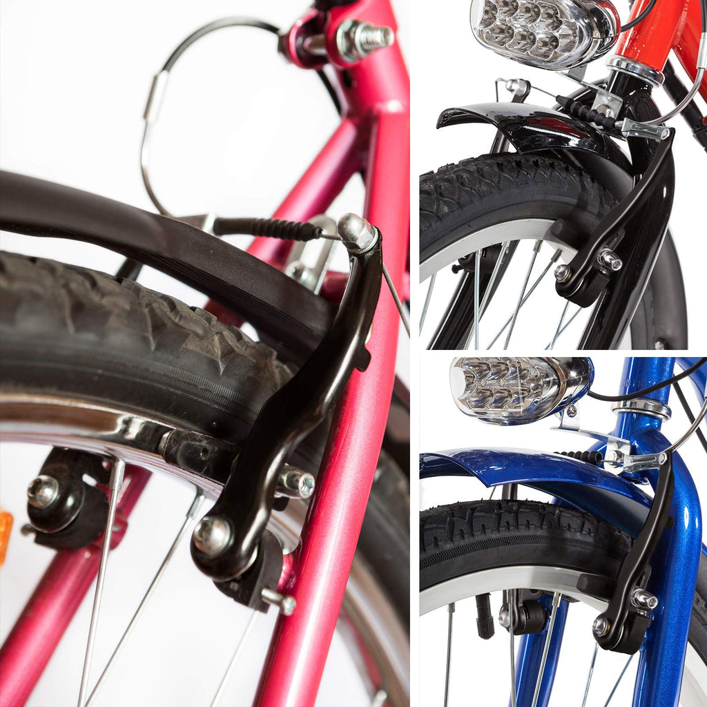 Riakrum 2 Sets Bike Brakes Include 2 Pairs V-type Brakes with 2 Pieces Braking Cables and 4 Pieces Cable End Caps for Mountain Bikes