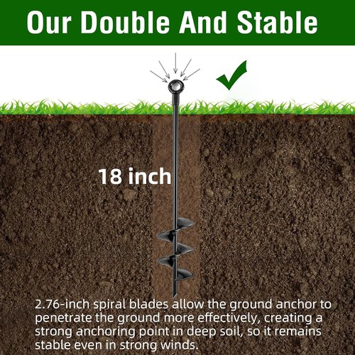 Fabulas Ground Anchors - Heavy Duty 18-Inch Screw-In Earth Anchor Kit | 4 Pack for Trampolines & Sheds