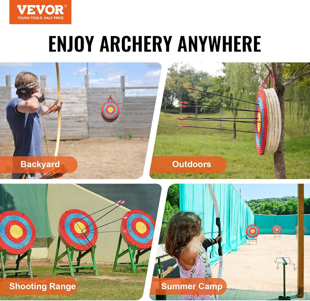 VEVOR 20" Round Straw Archery Target - Traditional Solid Straw Design for Backyard Use