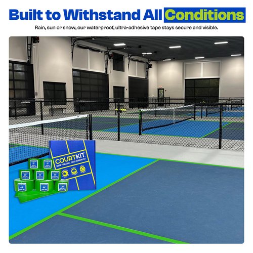 Pickleball Court Marking Kit | Pre-Measured, Pre-Cut, Ready-to-Apply Pickleball Court Tape Lines for Indoor, Outdoor, Waterproof, Easy Setup, No Residue, Temporary, Permanent, Floor Markers