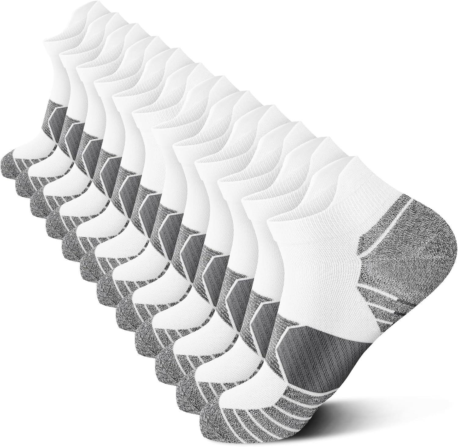 PAPLUS Compression Running Socks - 6 Pairs of Ankle Athletic Socks with Arch Support