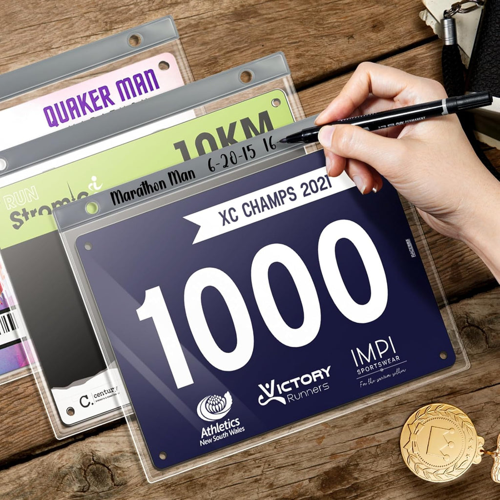 Skiennix Race Bib Holder - Desktop Display Album with 20 Vinyl Sheet Protectors