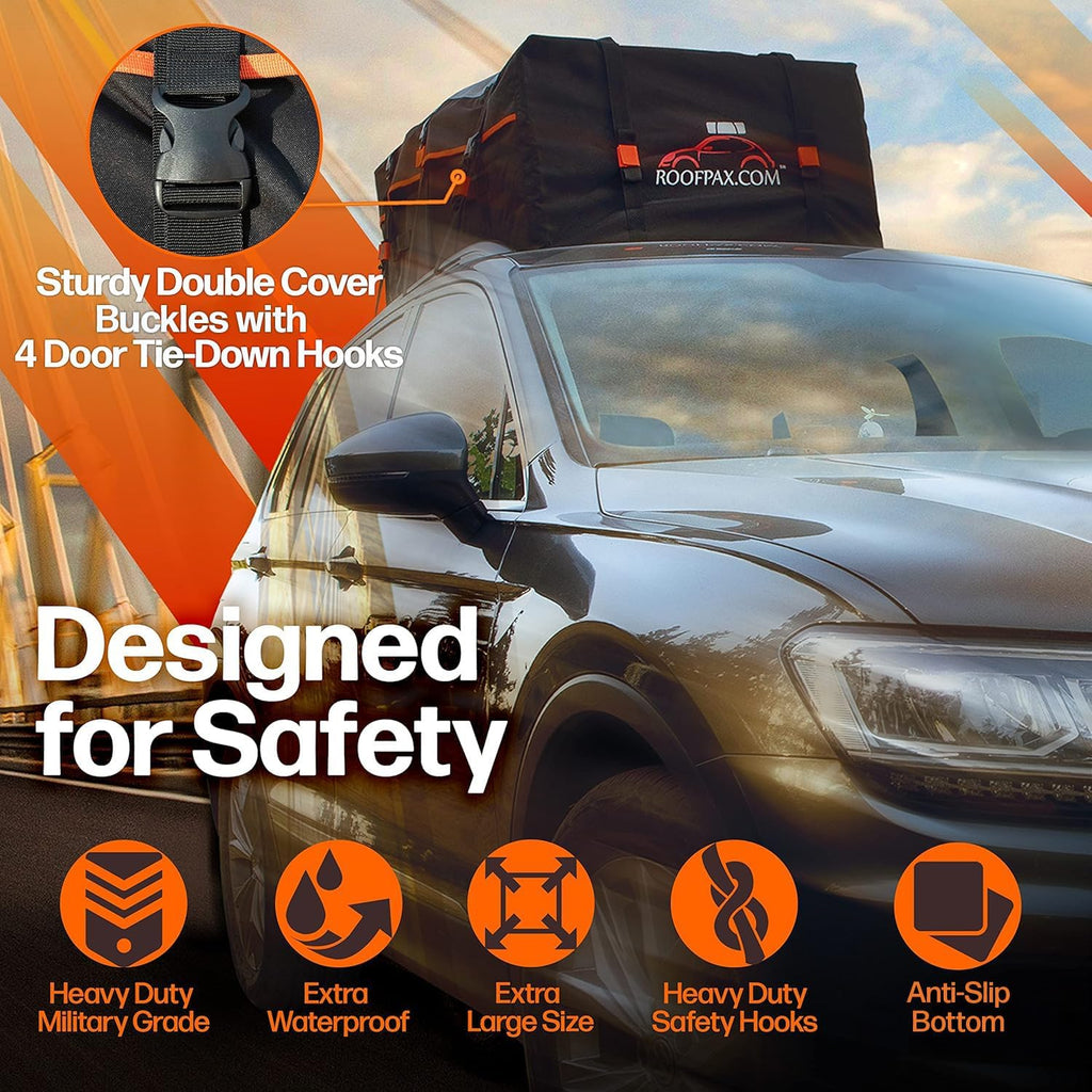 RoofPax Rooftop Cargo Carrier Bag - Expandable 15/19 CFT, Waterproof with Heavy-Duty Straps | Fits All Cars