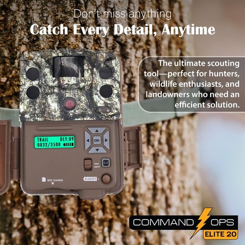 Browning Command Ops Elite 20 Trail Camera Bundle with SD Card, Batteries, and Cleaning Cloth – Complete Wildlife and Outdoor Scouting Kit for Hunting, Monitoring, and Security