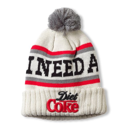 AMERICAN NEEDLE Unisex Diet Coke Pillow Line Beanie Pom Cap (23012B-DCOKE-SILV) Silver