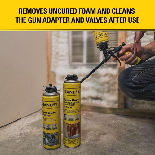 STANLEY Spray Foam Dispensing Gun Cleaner - Uncured Expanding Polyurethane Foam Dissolver - 12.3 oz, 2 Pack