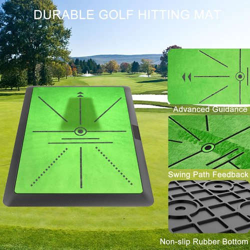 Nogcay Golf Hitting Mat, Golf Practice Mat for Training Chipping Show Swing Path Feedback, Golf Swing Training Strike Mat for Indoor and Outdoor Use