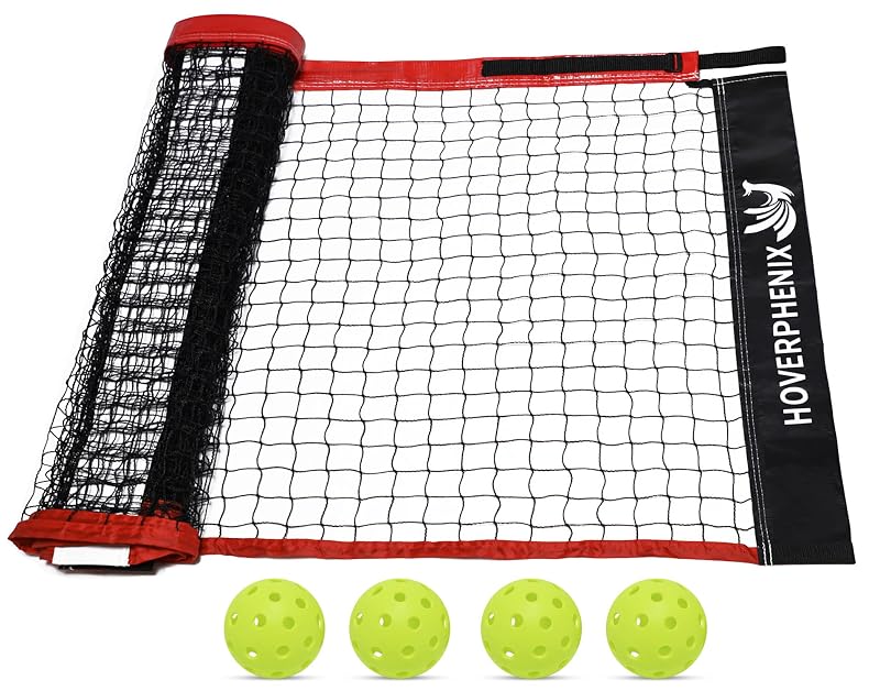 Hoverphenix 22x3ft Pickleball Net Replacement - Black & Red, Outdoor/Indoor