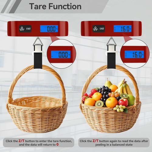Dr.meter Luggage Scale - Electronic Balance with Backlight LCD Display | 110lb/50kg Capacity, Red