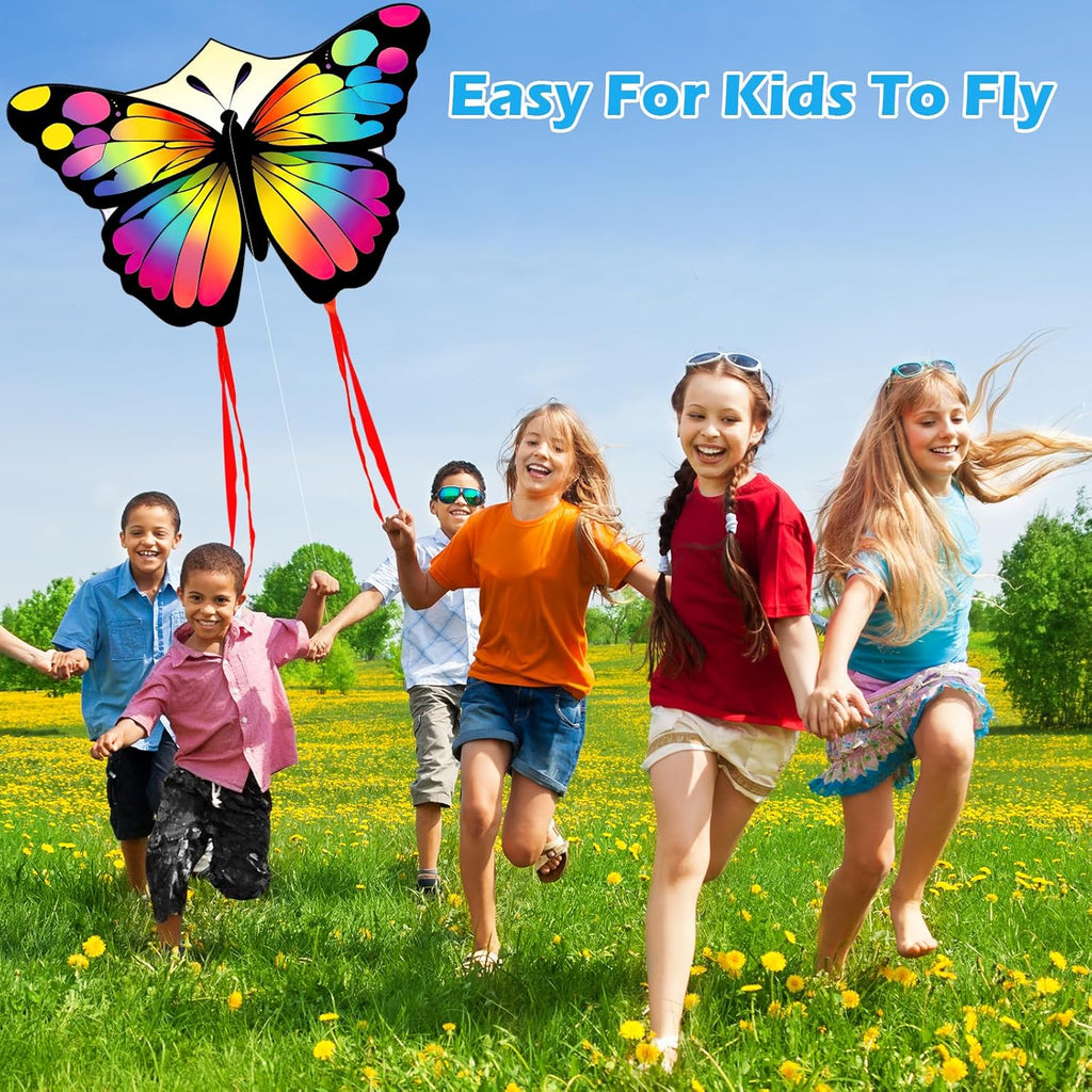Skiennix Colorful Butterfly Kite - Easy to Fly for Kids & Adults | Perfect for Parks & Beach, 50M String Included
