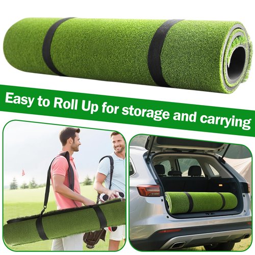 MONOJOY Golf Hitting Mat 5x4ft, Thick 31mm Artificial Turf Practice Mat with 6 Tees, Durable EVA Backing for Indoor | Outdoor Driving, Chipping & Swing Training