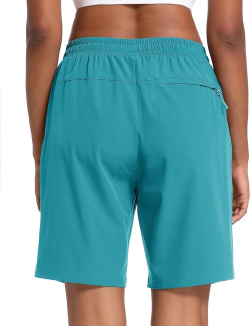 MAGCOMSEN Women's Hiking Shorts - Lightweight Quick-Dry Golf Shorts | Water-Resistant with 3 Zipper Pockets