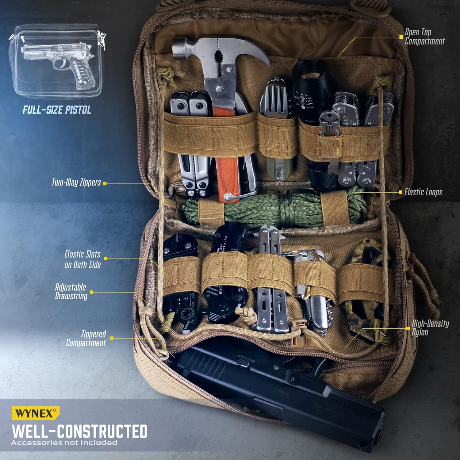 WYNEX Tactical Large Admin Pouch - Double Layer Design | Molle EDC Utility Pouch with Map Sleeve