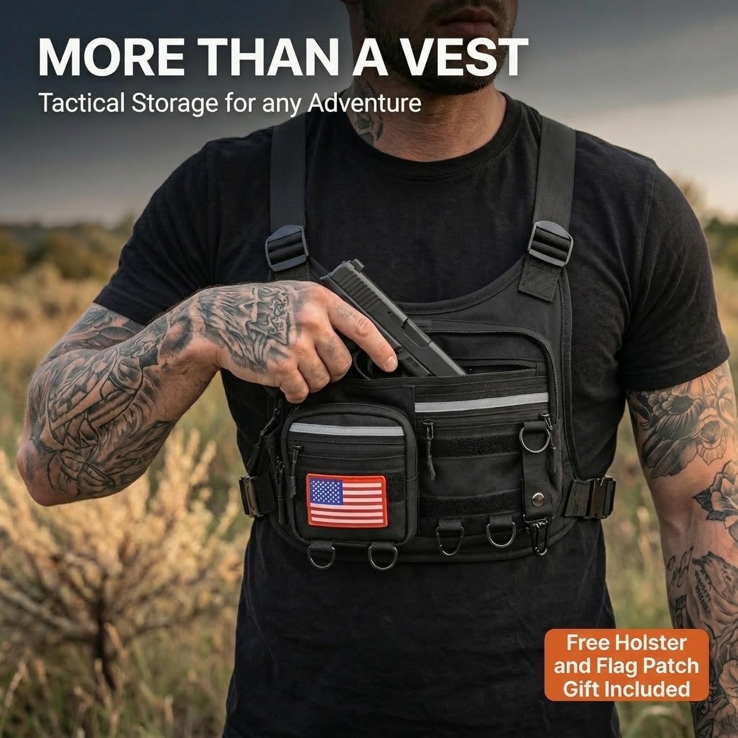 Skiennix Tactical Chest Pack - Concealed Carry Running Bag with Gun Holster & RFID Blocking | Unisex Design