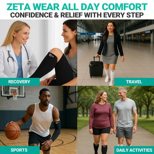 Zeta Wear 3 Pair Plus Size Compression Socks Open Toe for Women & Men | 15-19 mmHg Wide Calf Support - Fits Up to 26" Legs | Relief for Swelling, Varicose Veins, Pregnancy, Nurses, Travel