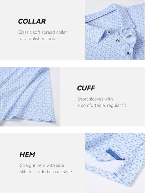 Esabel.C Golf Shirts for Men - Moisture-Wicking Dry Fit Short Sleeve Collared Shirt