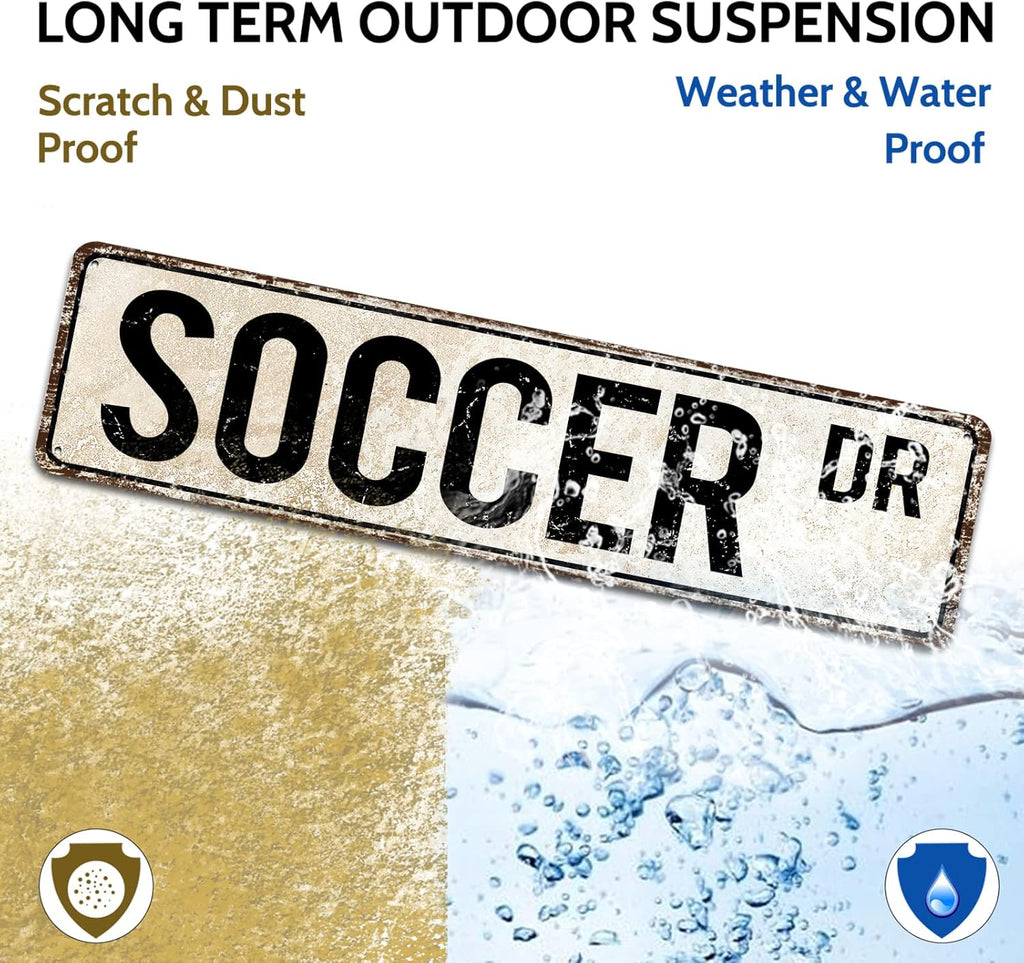 Skiennix Soccer Sign - Metal Wall Art for Fans | 4" x 16" Soccer Player Decor Gift