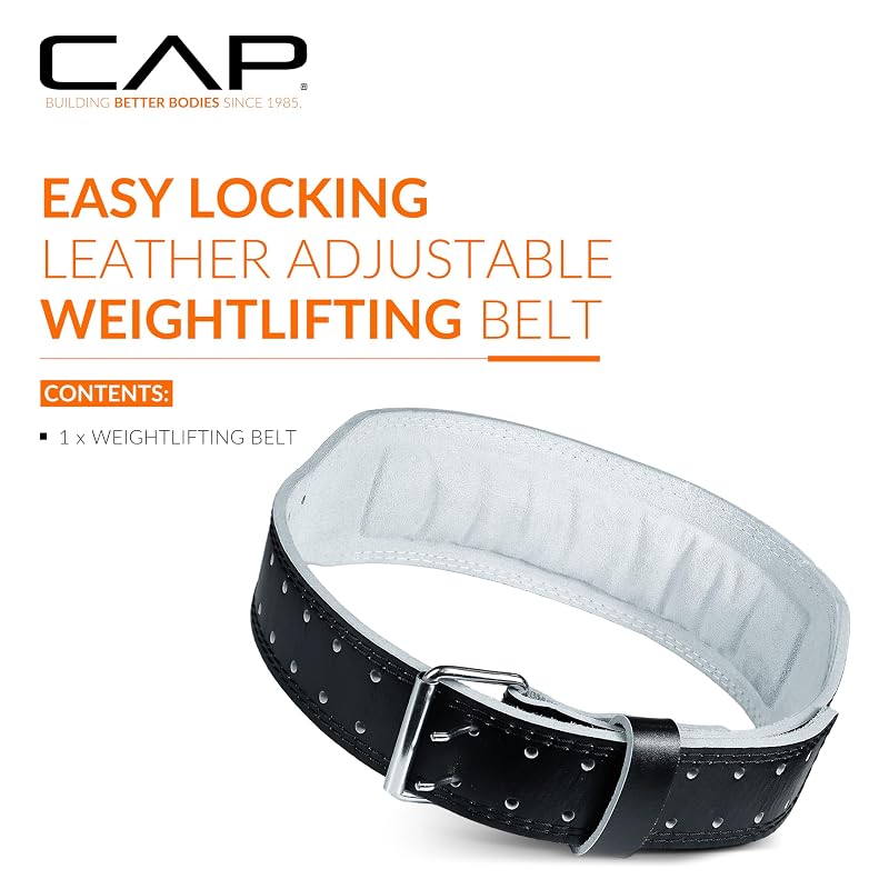 CAP Barbell Premium Leather Weightlifting Belt M/L – Heavy-Duty 4" Belt for Squats & Deadlifts