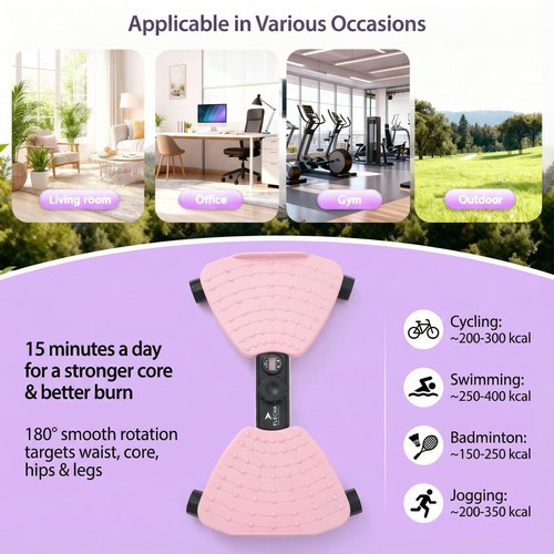 FLÉCHA Waist Twister Machine Exercise, Ab Workout Equipment, Waist Twisting Exercise Board with Digital Counter, Tracks Time Twists Calories, Non-Slip Core Trainer, 300 lb Capacity, Twist Board with Sweat Belt & Virtual Workout Plan, Resistance Bands, Pin