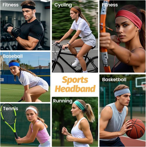 Headbands for Women - 6 Pack Wide Elastic Hair Bands | Soft Non-Slip Sports Accessories for Yoga & Daily Use