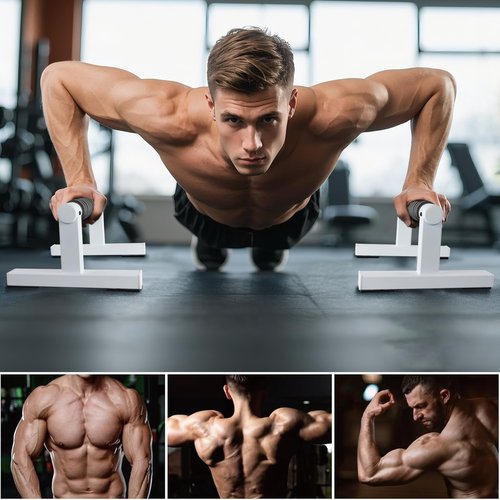 BESTWEI Wooden Parallettes Push Up Bars for Floor, Strength Training Pushup Stands Handles for Home Calisthenics, Fitness, Floor Workouts Solid Wood with White Metal Bracket, Support 500 lbs