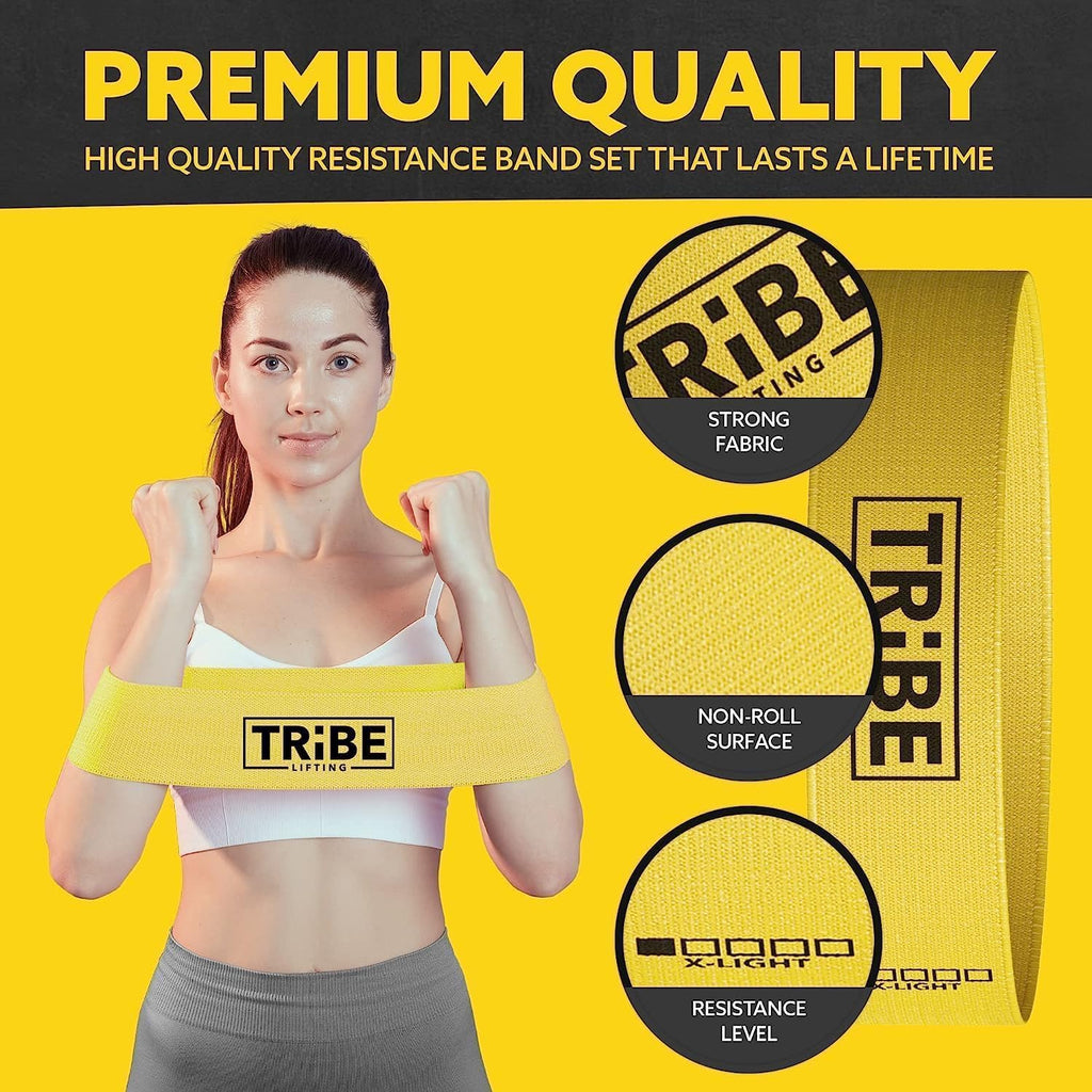 Tribe Lifting Fabric Resistance Bands - 5-Piece Set for Legs & Glutes | Durable Workout Bands for All Fitness Levels