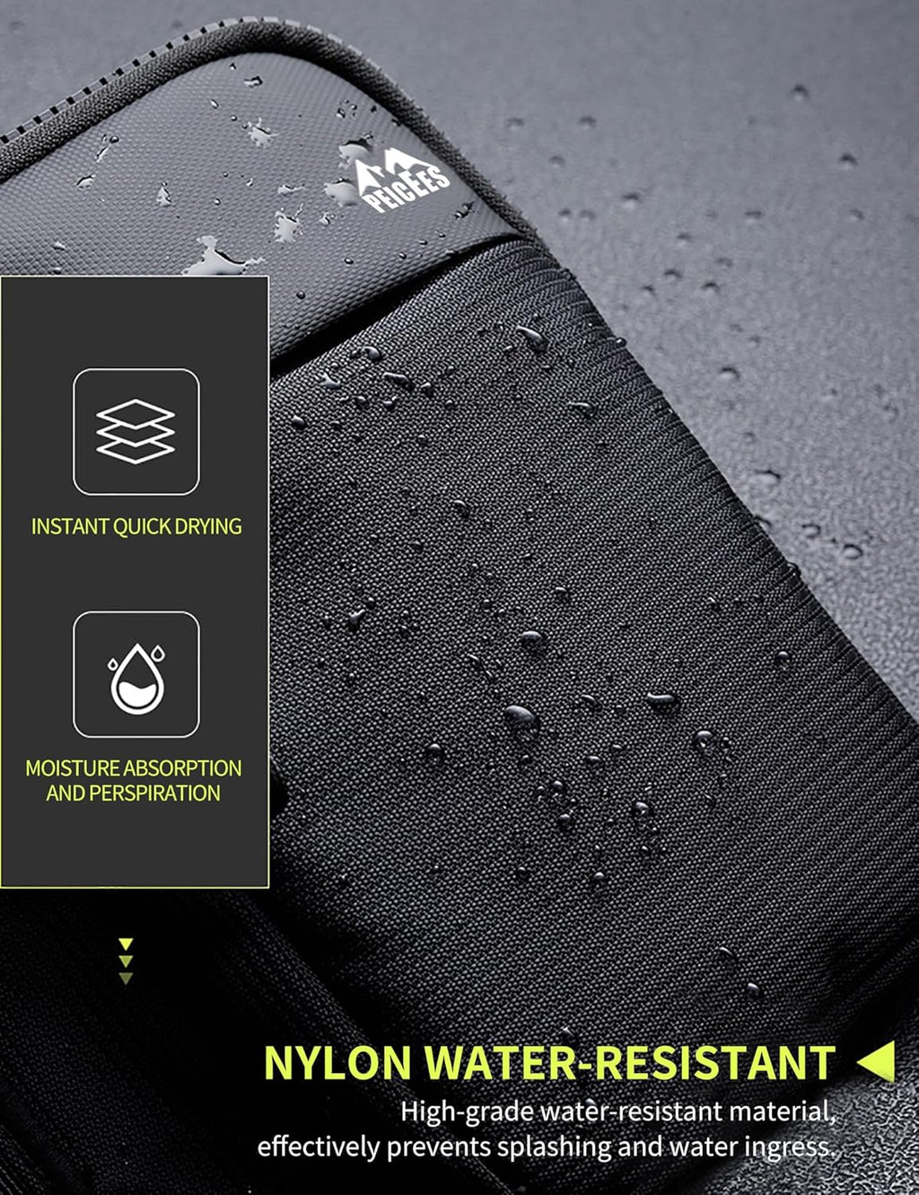 Peicees Mini Crossbody Sling Bag - Water Resistant Dual Pocket Phone Holder for Travel & Gym