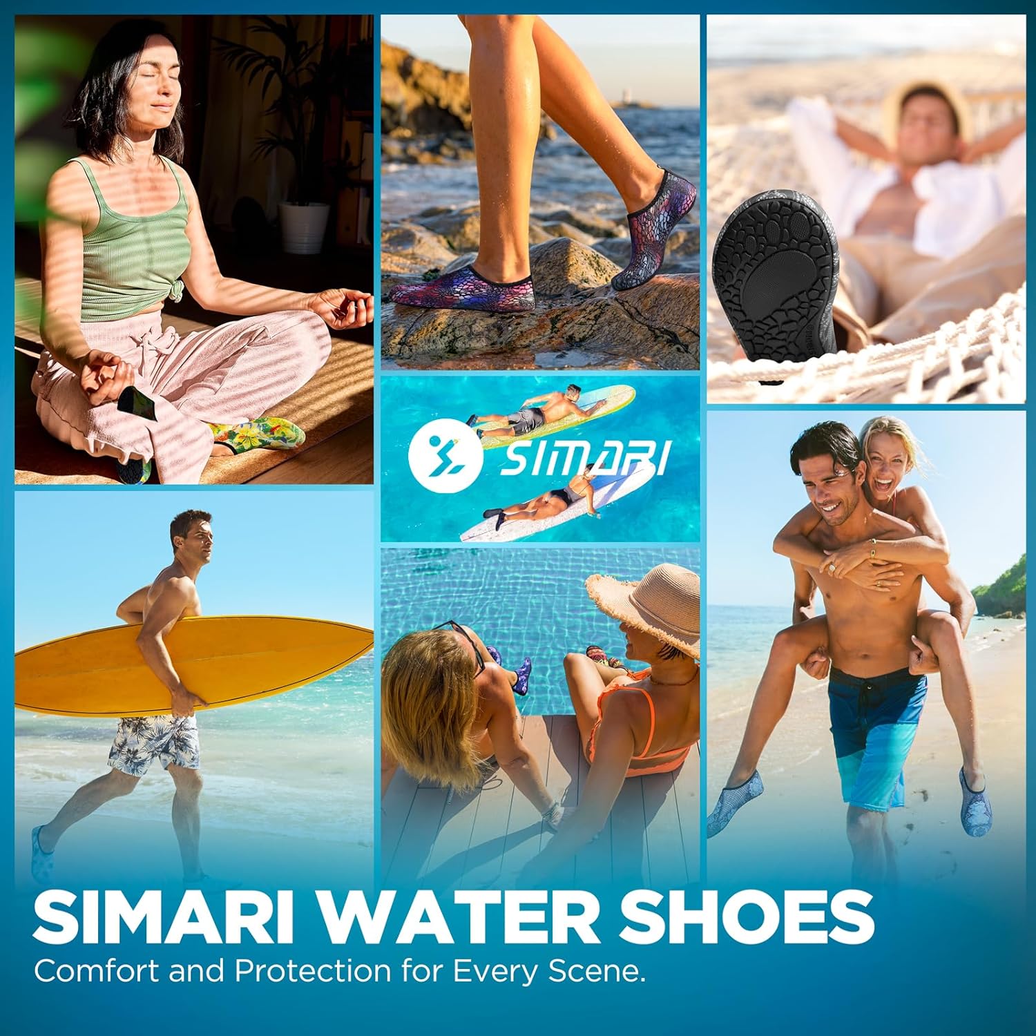SIMARI Water Shoes - Quick-Dry Aqua Socks for Beach & Pool | Breathable Barefoot Design for Adults & Kids