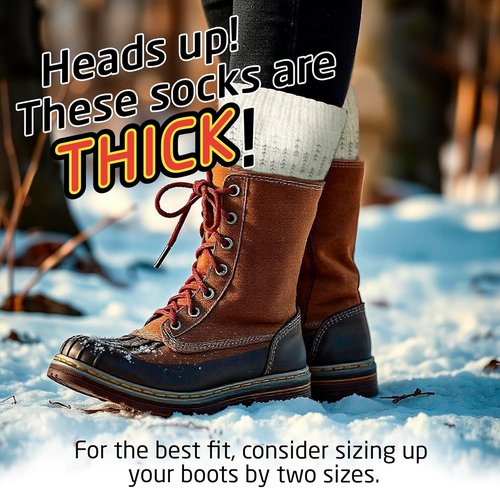Hot Feet Thermal Socks for Women - Thick, Insulated Cold Weather Hiking Socks | Sizes 4-10.5