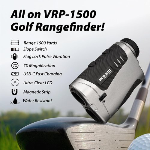 Gogogo Sport Vpro VRP Golf Rangefinder - 1500/2500 Yd Range, 7X Magnification, Rechargeable | Accurate & Versatile