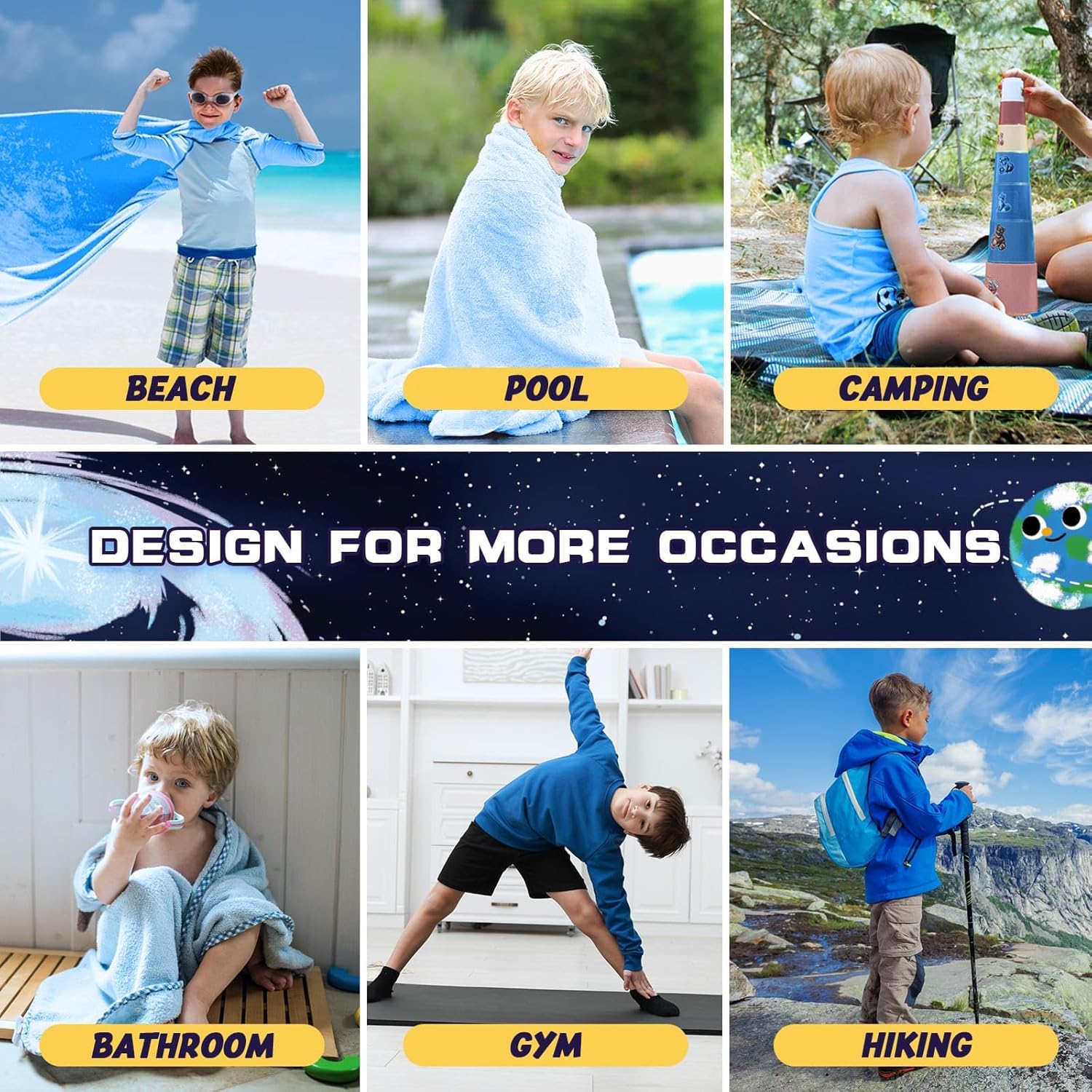 WERNNSAI Kids Beach Towel - 30” x 60” Ultra Absorbent Sand-Free Swim Towel for Boys | Quick-Dry Soft Blanket