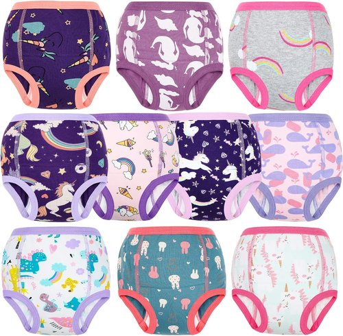 MooMoo Baby Potty Training Underwear - Absorbent Cotton Training Pants for Boys & Girls | 10-Pack, Sizes 2T-9T