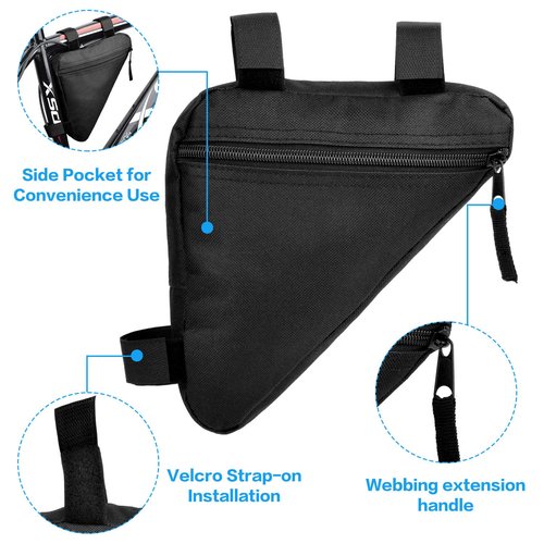 BOBILIFE Bike Triangle Frame Bag - Bicycle Cycling Handlebar Front Pouch Saddle Storage Bag for Road and Mountain Bikes (Black)
