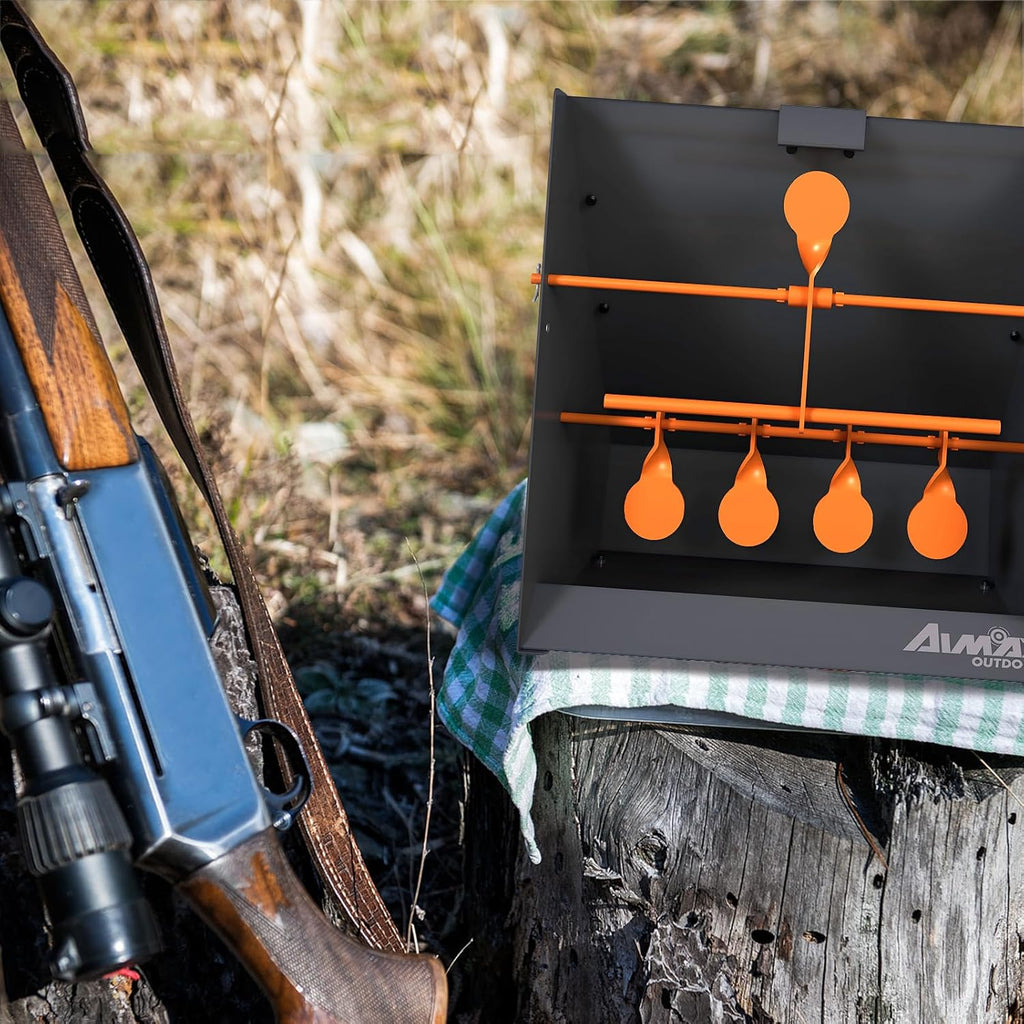 Pellet Gun Target Trap - 12 Paper Targets & 4 Resetting Metal Targets for Airgun & Rifle Practice