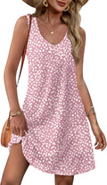 OFEEFAN Women's Summer Dresses - Loose V Neck Sleeveless Sundress with Pockets | Floral & Plain Options