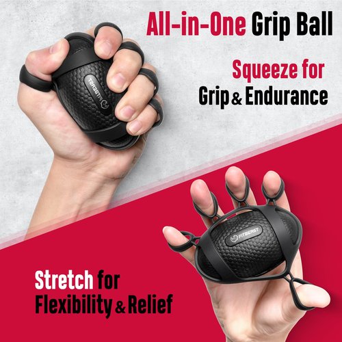 FitBeast Grip Strength Trainer, Hand Gripper Strengthener Kit - 6 Pack with Adjustable Resistance Forearm Strengthener, Forearm Exerciser and Massage Balls for Hand Therapy, Grip Training and Recovery
