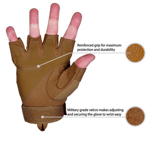 TitanOPS Fingerless ard Knuckle Motorcycle Hunting Tactical Training Shooting Outdoor Gloves