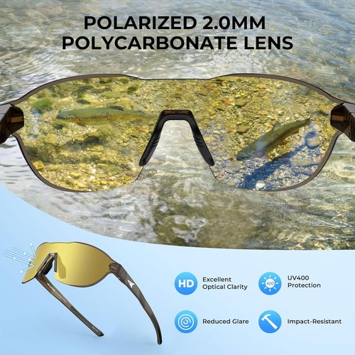 KastKing Nizini Polarized Fishing Sunglasses - PuriVex Lens Coating, Rimless Wrap Design, Unisex