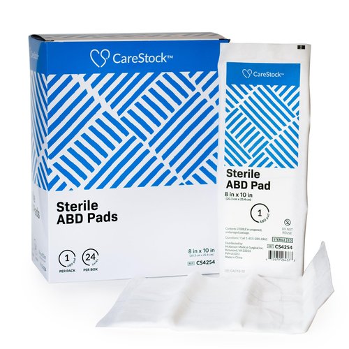 CareStock Abdominal Pads 8x10 in [48-Pack] Sterile ABD Pads, Extra Absorbent, Individually Wrapped, Wound Care First Aid (24)