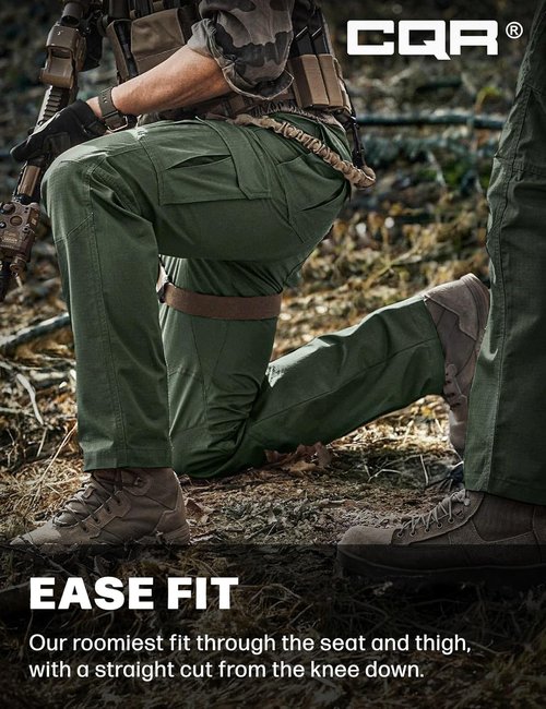 CQR Men's Tactical Pants - Lightweight Water Resistant Ripstop Cargo for EDC & Hiking | Outdoor Apparel