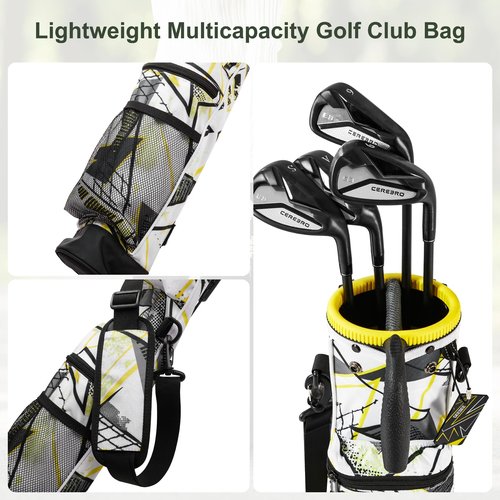 Lightweight Golf Stand Bag with 2-Way Dividers, Junior Easy-to-Carry Par 3 Golf Bag, Pitch n Putt Golf Bag with Multiple Pockets for Accessories
