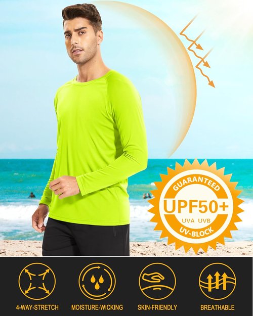 MAGCOMSEN Men's Long Sleeve Workout Shirts - UPF 50+ Sun Protection, Dry Fit, 4 Pack