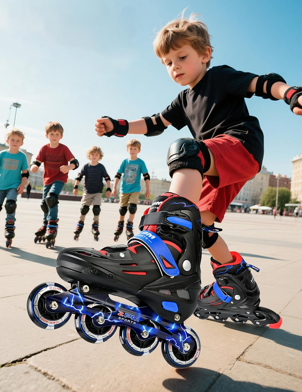 2PM SPORTS Inline Skates for Kids - Adjustable Light-Up Roller Skates for Ages 5-12 | Indoor/Outdoor Use