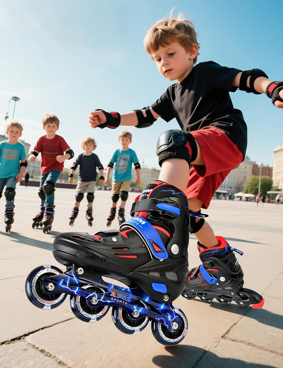 2PM SPORTS Inline Skates for Kids - Adjustable Light-Up Roller Skates for Ages 5-12 | Indoor/Outdoor Use