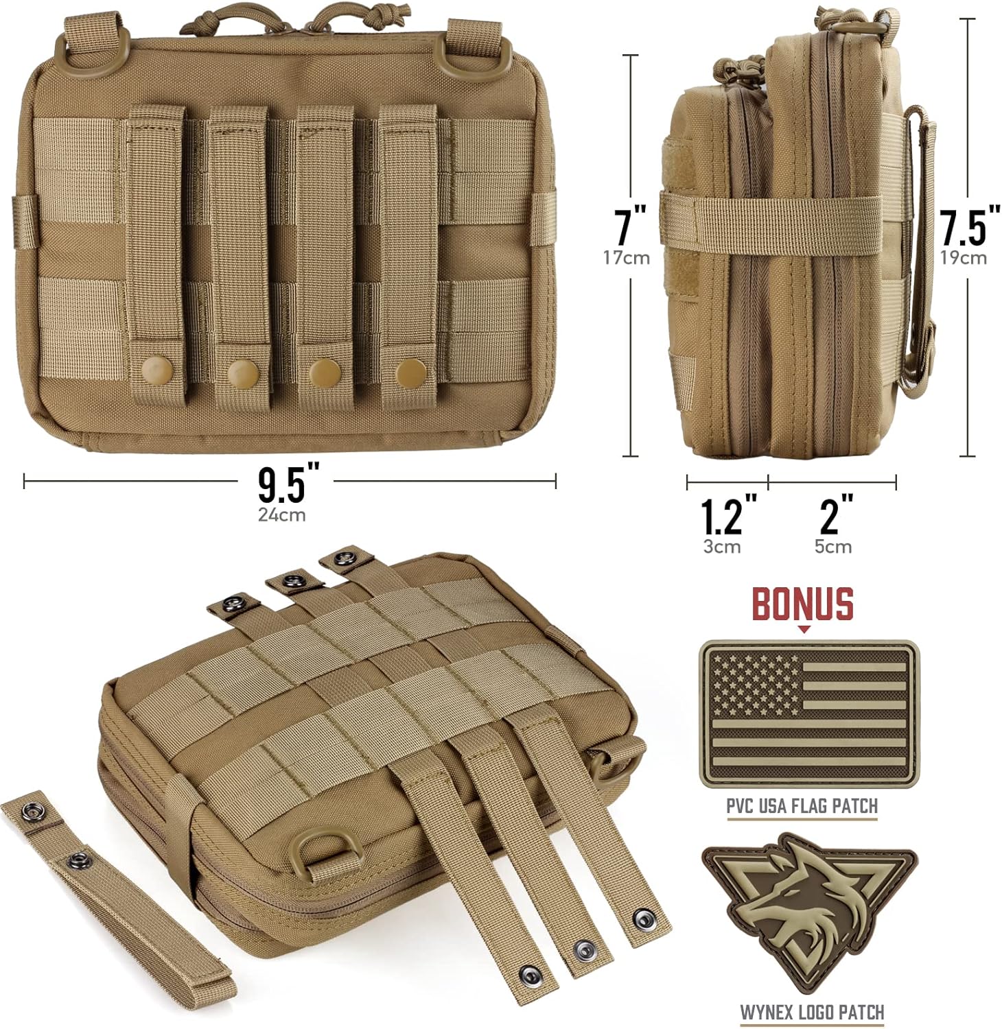 WYNEX Tactical Large Admin Pouch - Double Layer Design | Molle EDC Utility Pouch with Map Sleeve